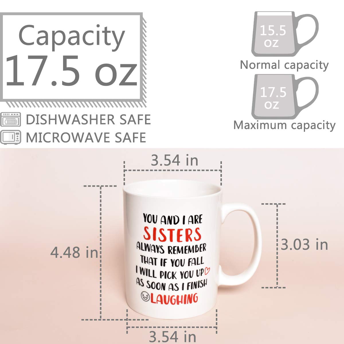 Bosmarlin Funny Sister mug handle close-up emphasizes comfortable grip for hot beverages.