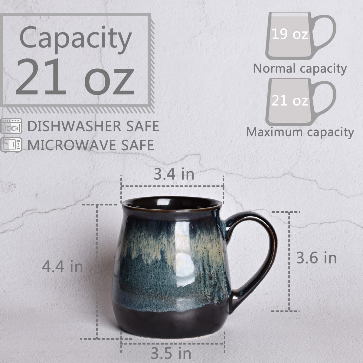 Bosmarlin solid-pattern mug with blue glaze, great for tea or cocoa