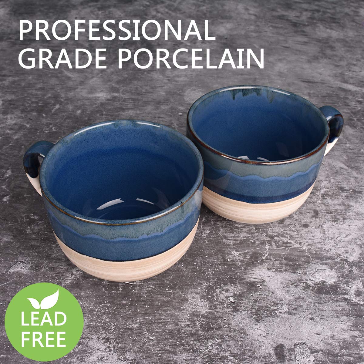 Bosmarlin Prussian Blue mug with ergonomic question-mark handle for easy grip