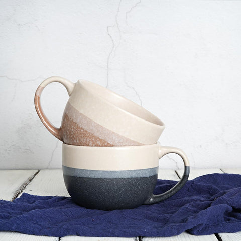 Bosmarlin wide-mouth ceramic mug—easy pouring and stacking on kitchen shelves.