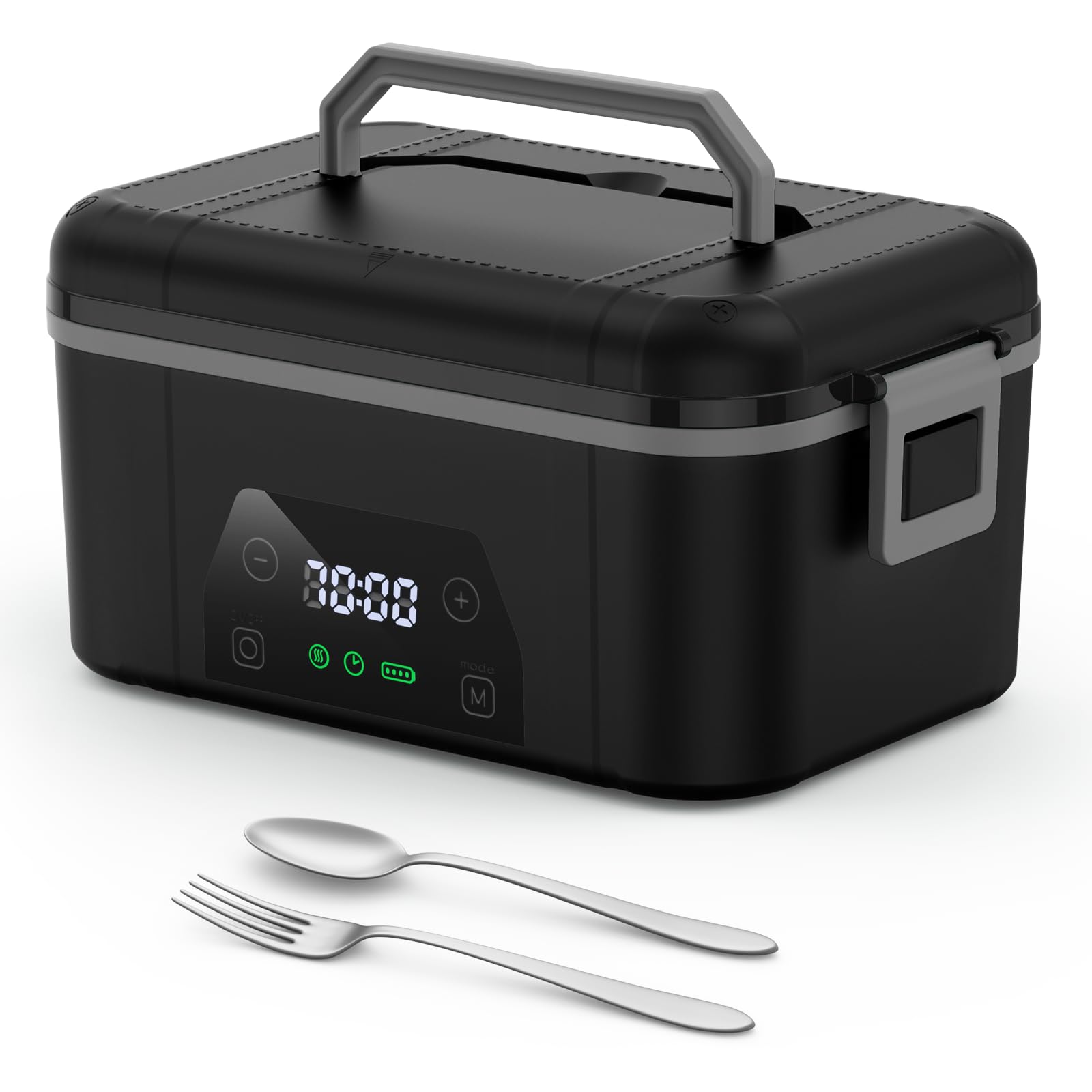 Bospewtse cordless heated lunch box interior compartment shows 5.5-cup capacity.