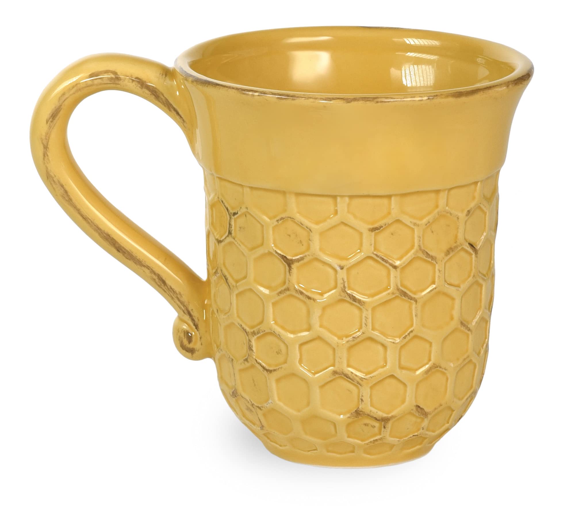 Boston International bee-detail mug showing embossed pattern for tea time