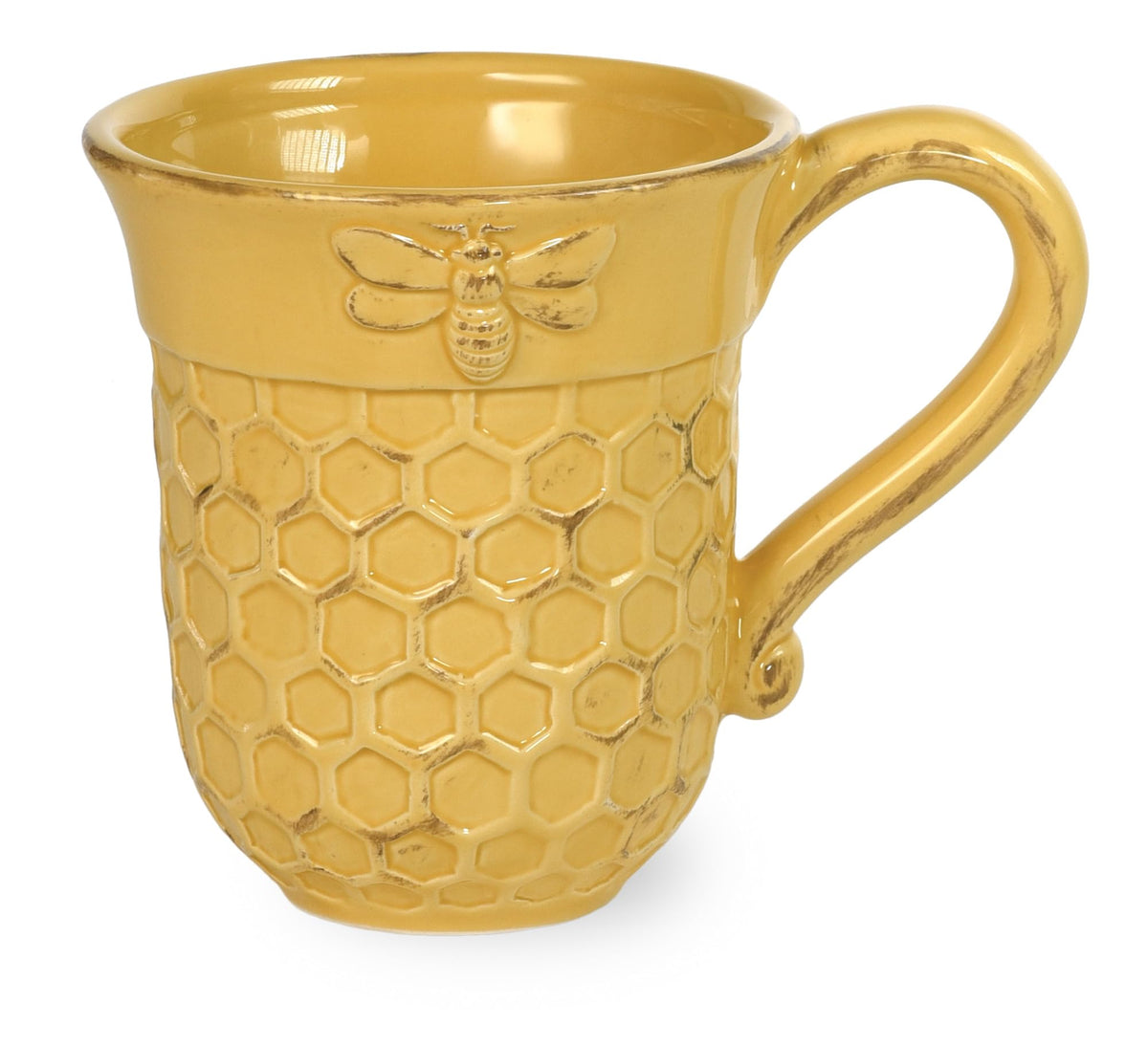 Boston International honeycomb-embossed mug with bee detail, ideal for daily coffee moments