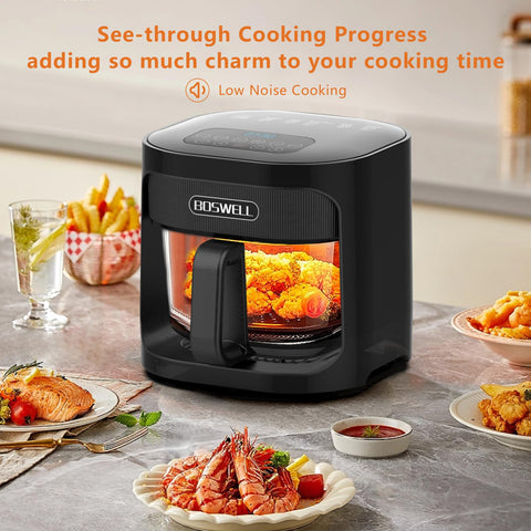 BOSWELL Air Fryer 5 presets display, simple one-click control for popular meals