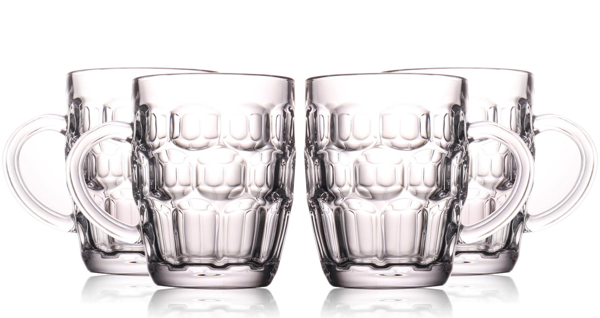 BothEarn dimpled beer mugs set with handles, ideal for pub-style serving at home.