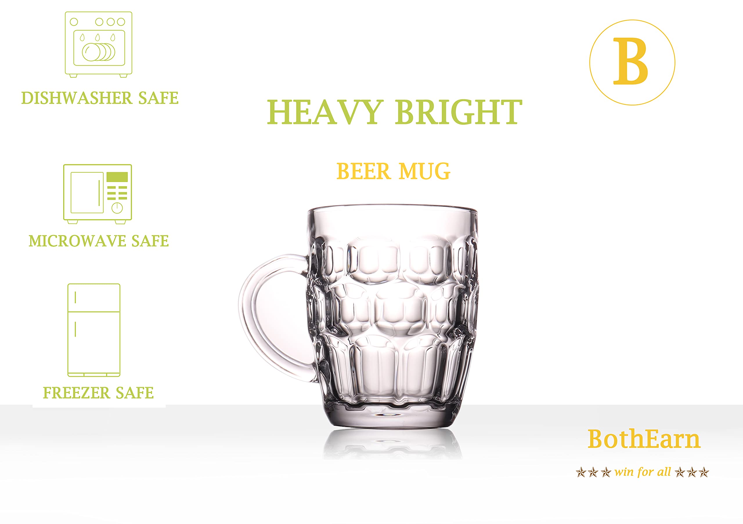 BothEarn heavy thick-glass mug base provides stability and temperature retention.
