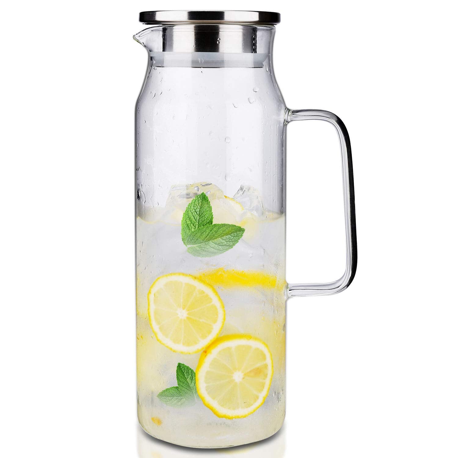 BOTTLE BOTTLE glass pitcher with lid and handle for easy pouring