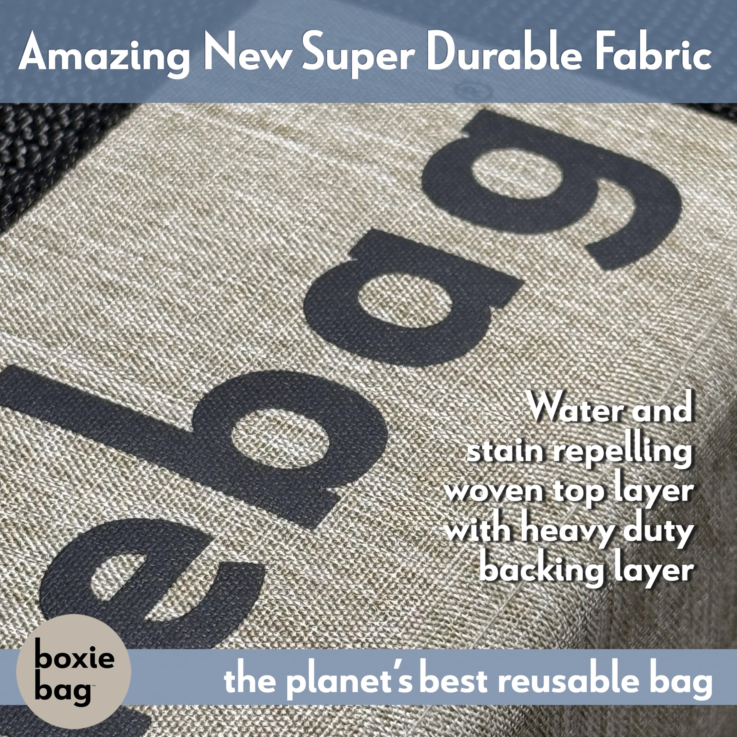 Boxiebag reinforced bottom design adds stability for heavy groceries during transport.
