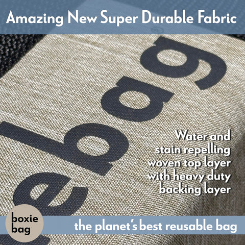 Boxiebag reinforced bottom design adds stability for heavy groceries during transport.