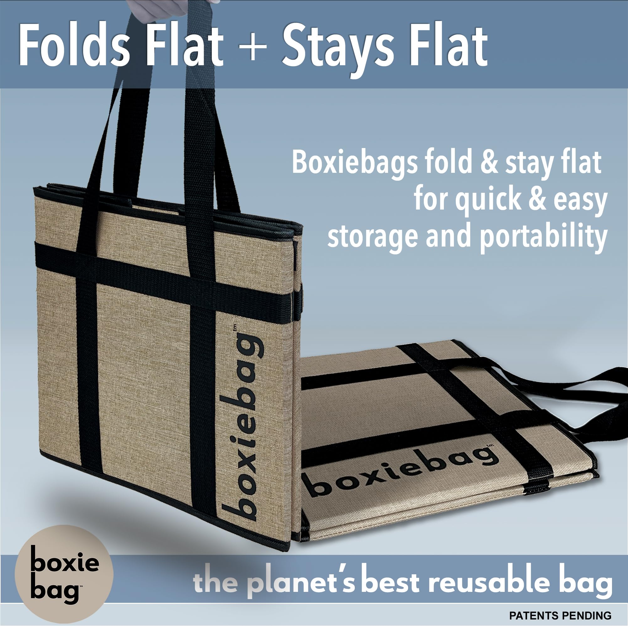 Boxiebag stand-up bag helps you load and view contents without tipping.