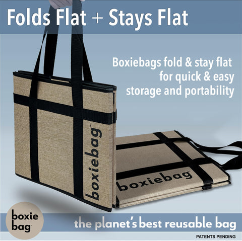 Boxiebag stand-up bag helps you load and view contents without tipping.
