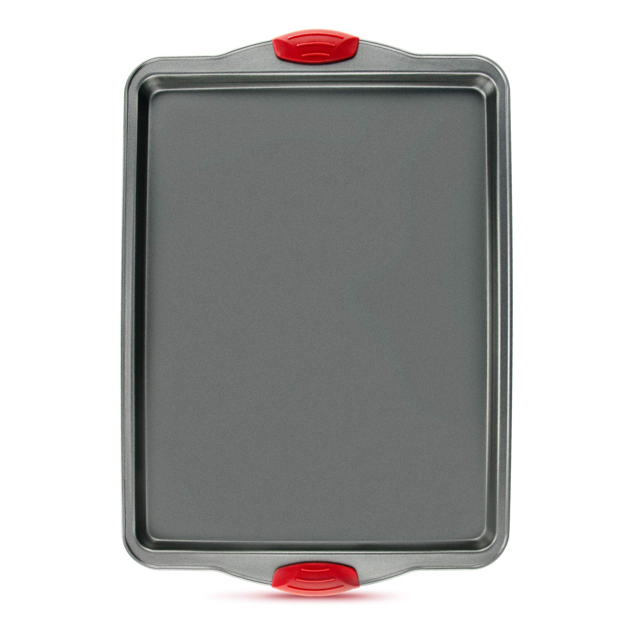Boxiki Kitchen non-stick baking sheet in oven with even heat and easy release.