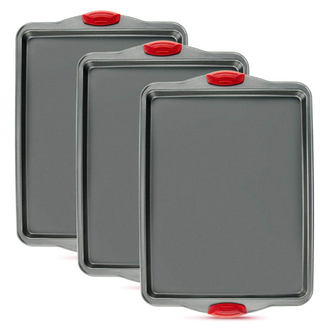 Boxiki Kitchen nonstick baking sheets set for easy release and cleanup.