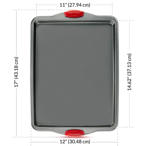 Boxiki Kitchen rimmed baking sheets prevent spills and simplify handling.