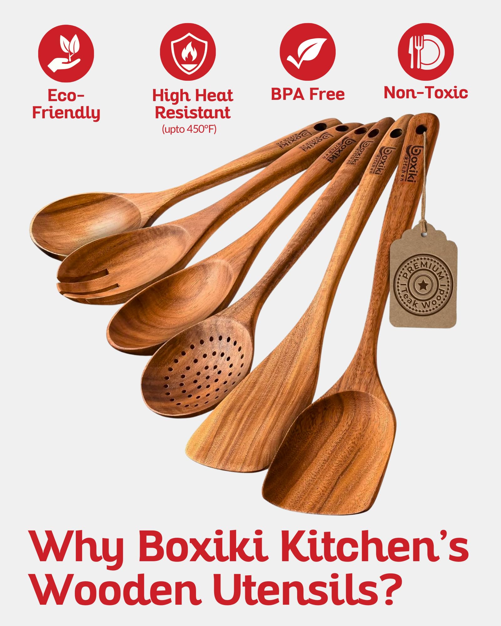 Boxiki Kitchen teak serving spoon versatile for serving dishes