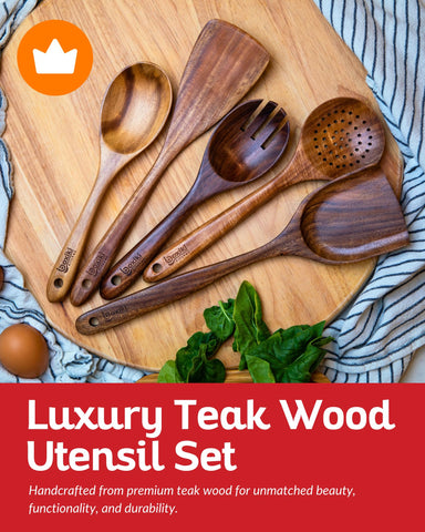 Boxiki Kitchen teak wood spatula for wok, sturdy and heat resistant