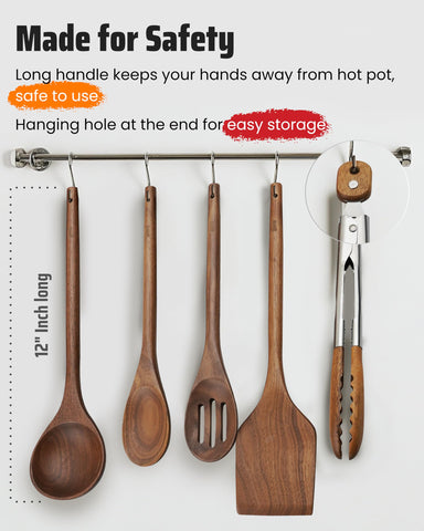 Boxiki Kitchen walnut spatula silhouette demonstrating gentle-on-pan design