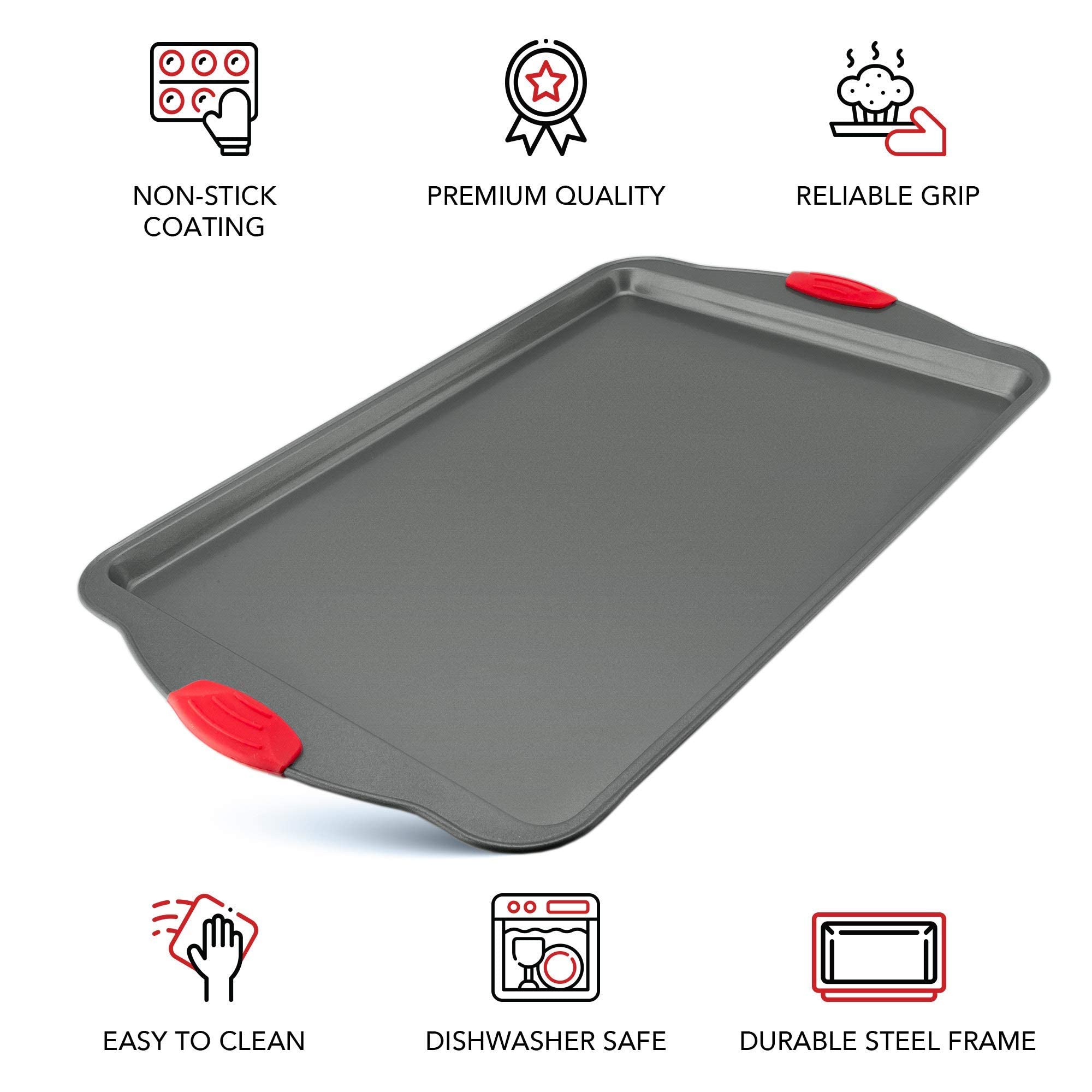 Boxiki Kitchen warp-resistant baking sheet stays flat for consistent results.