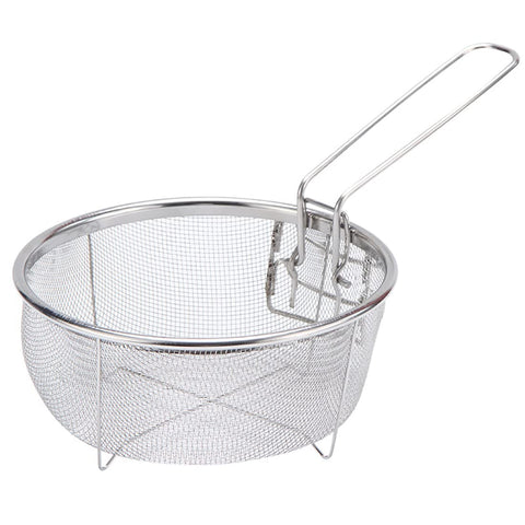 Boxweer stainless steel deep fry basket with round 9-inch opening for versatile frying