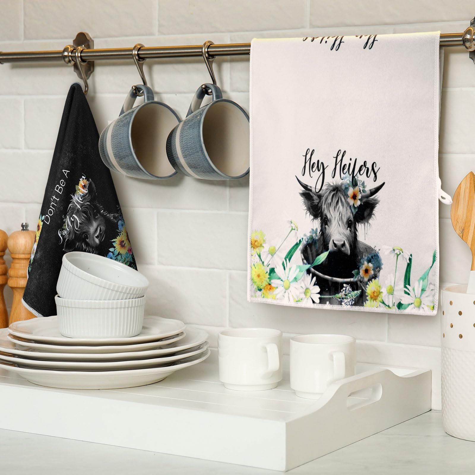 Boyiee Highland Cow towels with cow design soft microfiber for daily use