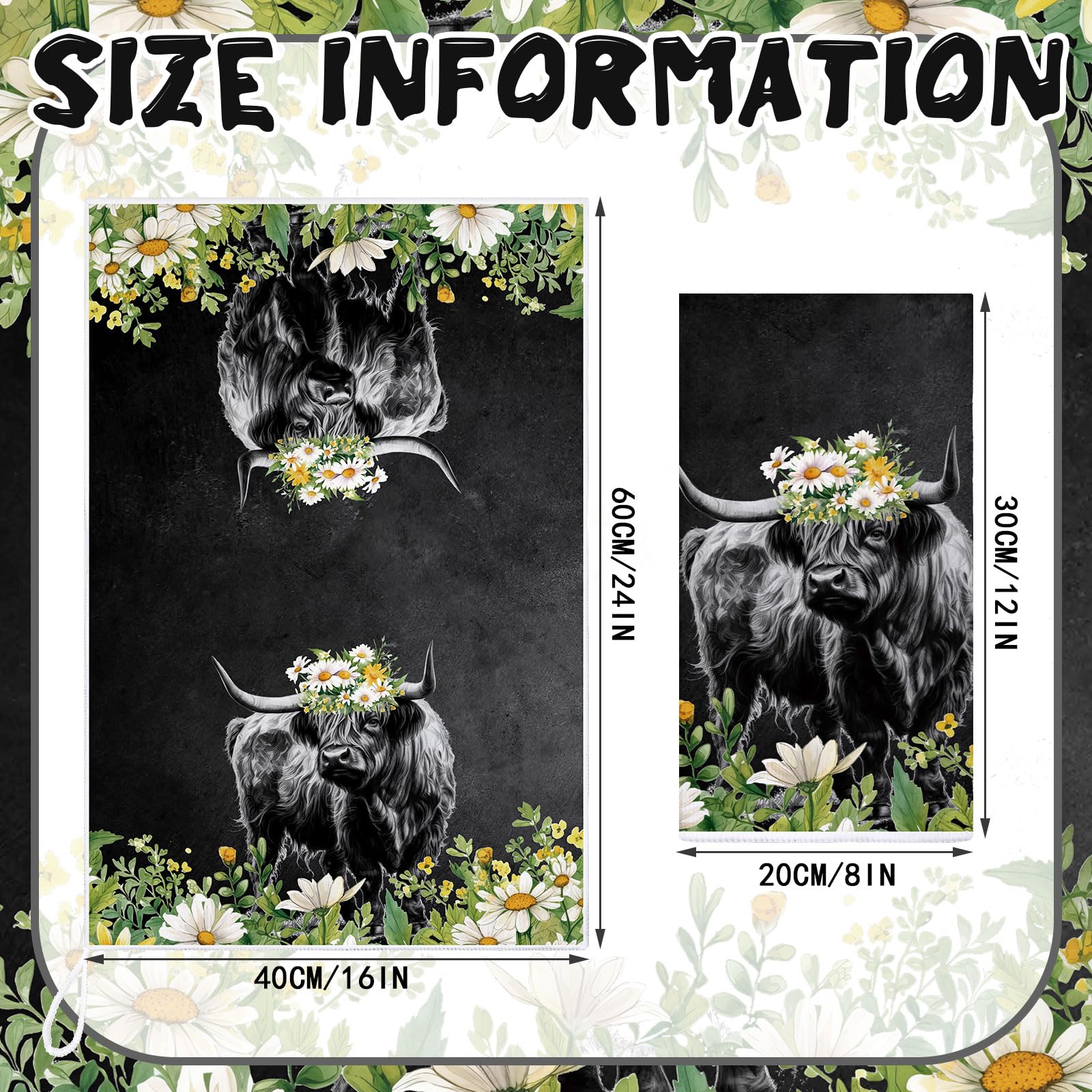 Boyiee Highland Cow towels with robin design brightening kitchen decor
