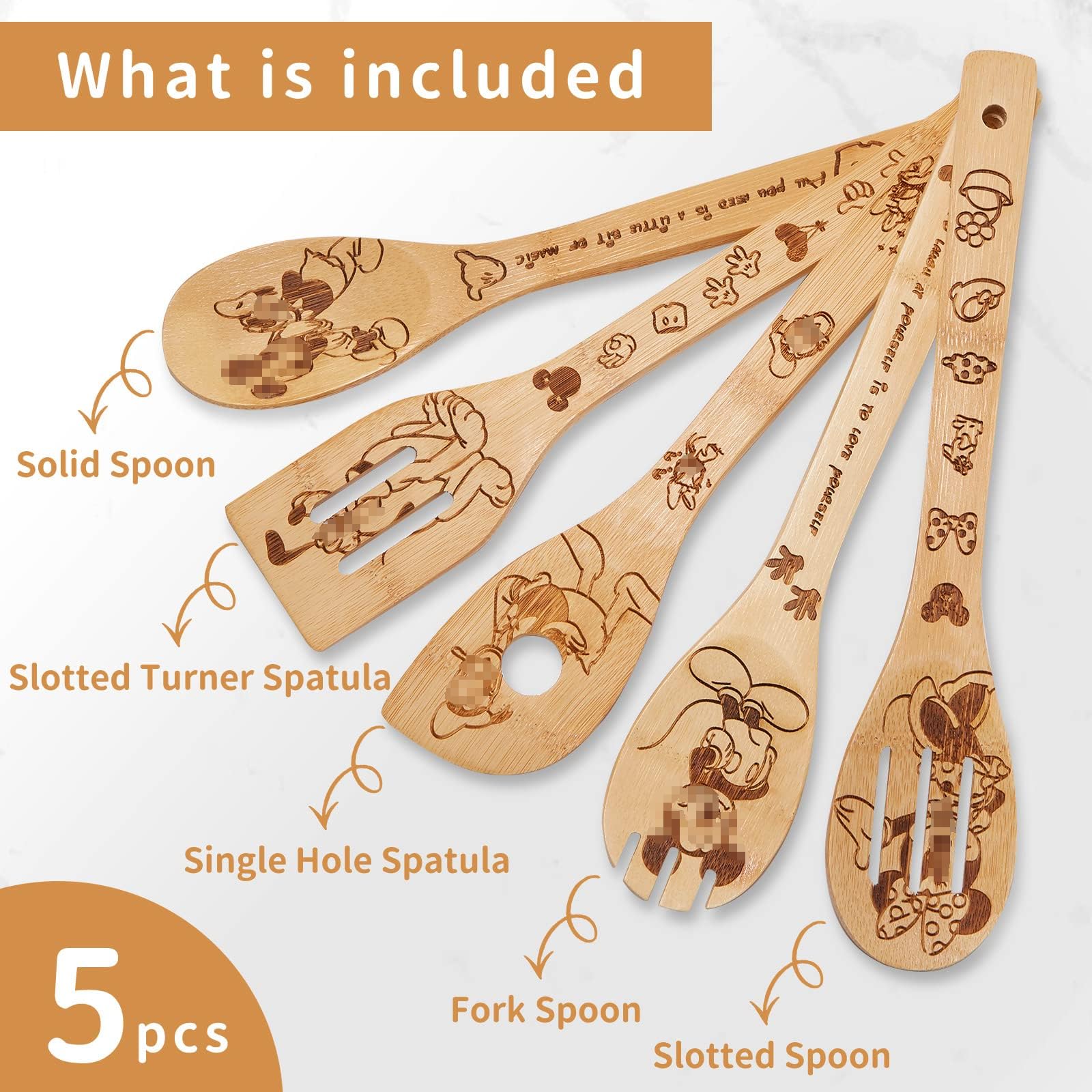 BOZICRE bamboo spoons with slotted digging spoon, great for flipping and draining.