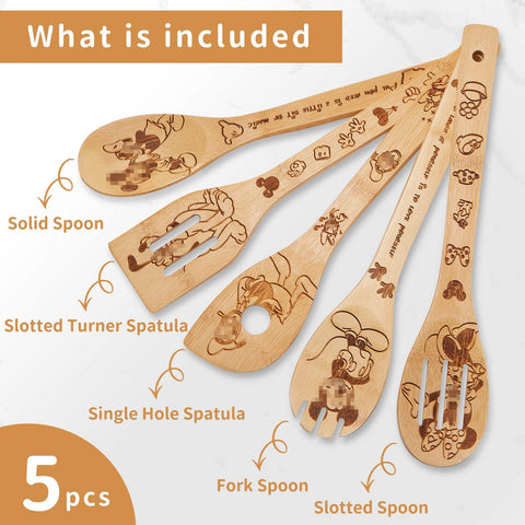 BOZICRE bamboo spoons with slotted digging spoon, great for flipping and draining.