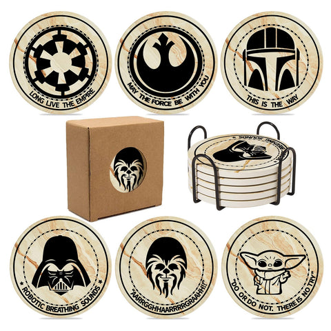 BOZICRE Wars coasters set with holder adds stylish protection for drinks.