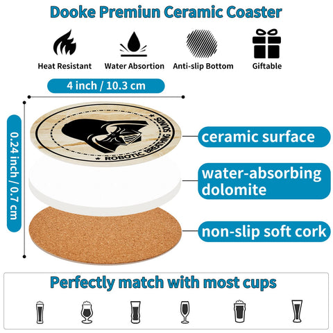 BOZICRE Wars coasters blend stone and cork for durable, absorbent table defense.