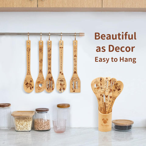 BOZICRE wooden spoons hanging design for easy storage and quick access.