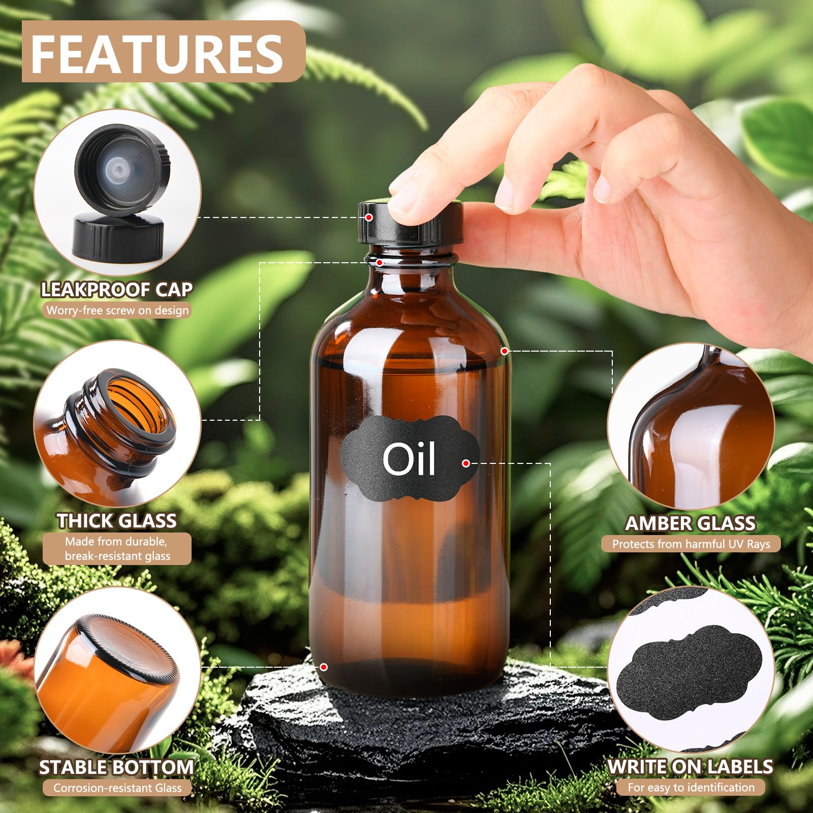BPFY Boston bottle with funnel shows easy filling for extracts.