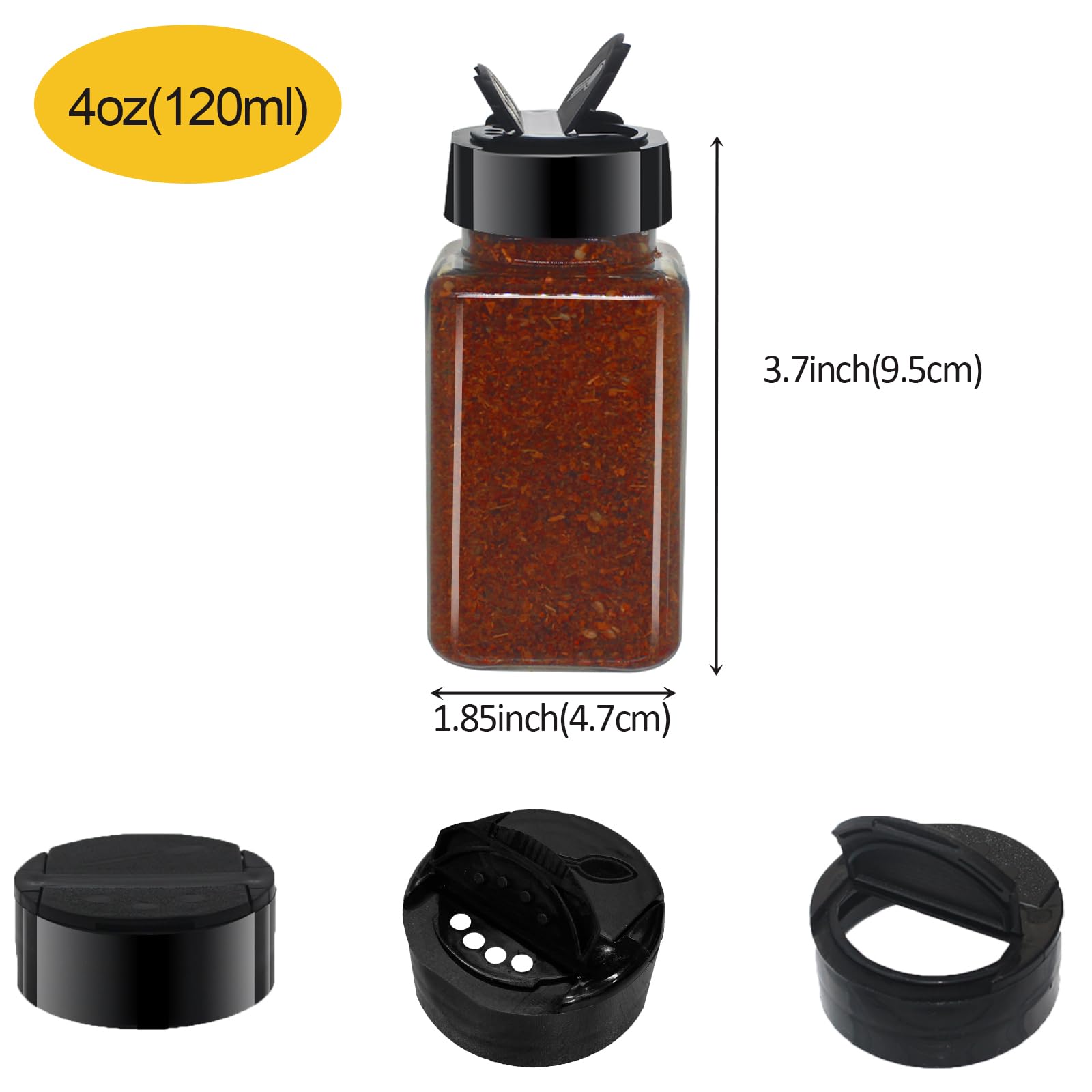 BPFY jars with two-side flip tops for easy shaking and pouring.