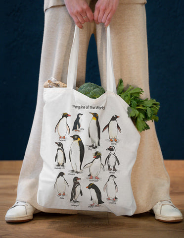 BPVBPV Penguin Tote Bag durable premium polyester canvas texture.