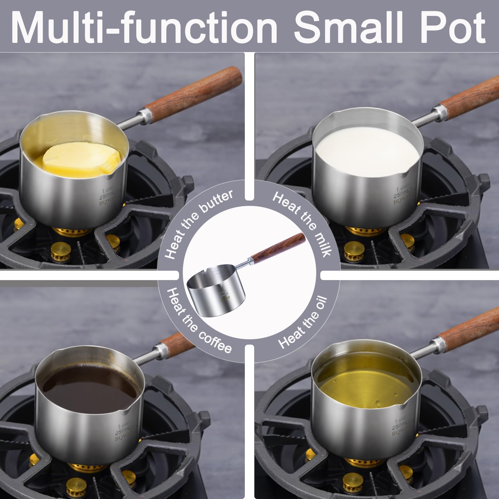 BQWII butter warmer heats 8.5 oz for melting butter or sauces.