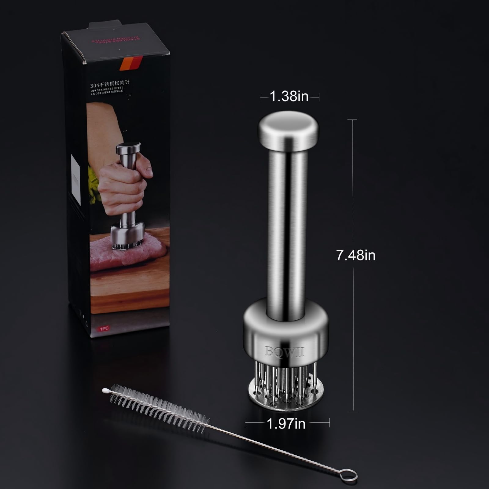 BQWII tenderizer handle grip demonstrates comfortable control during use