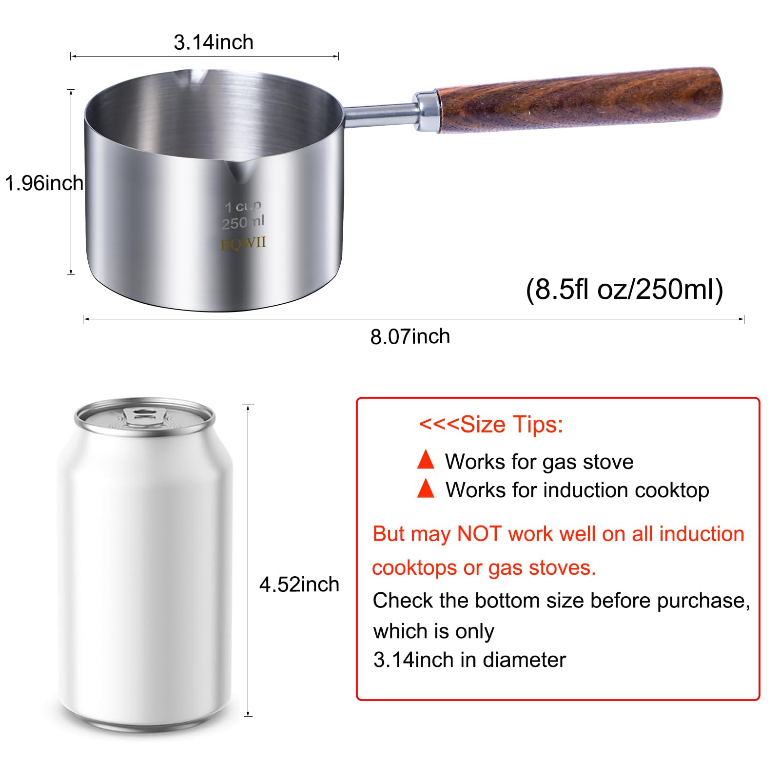 BQWII mini pot with wooden handle offering safe, comfortable pouring.