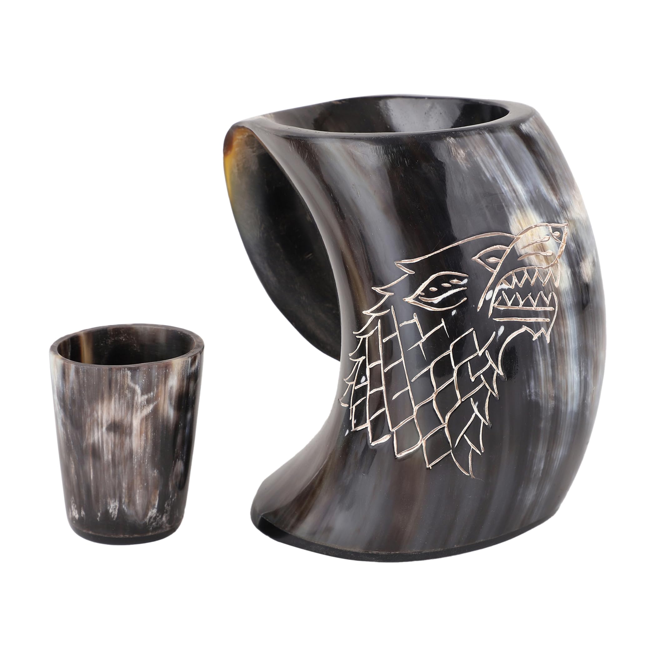 Brainmart dire wolf engraved mug highlights craftsmanship and bold table presence.