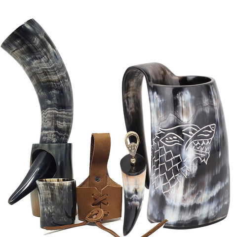 Brainmart Viking drinking horn mug 16oz for authentic Norse-style sipping.