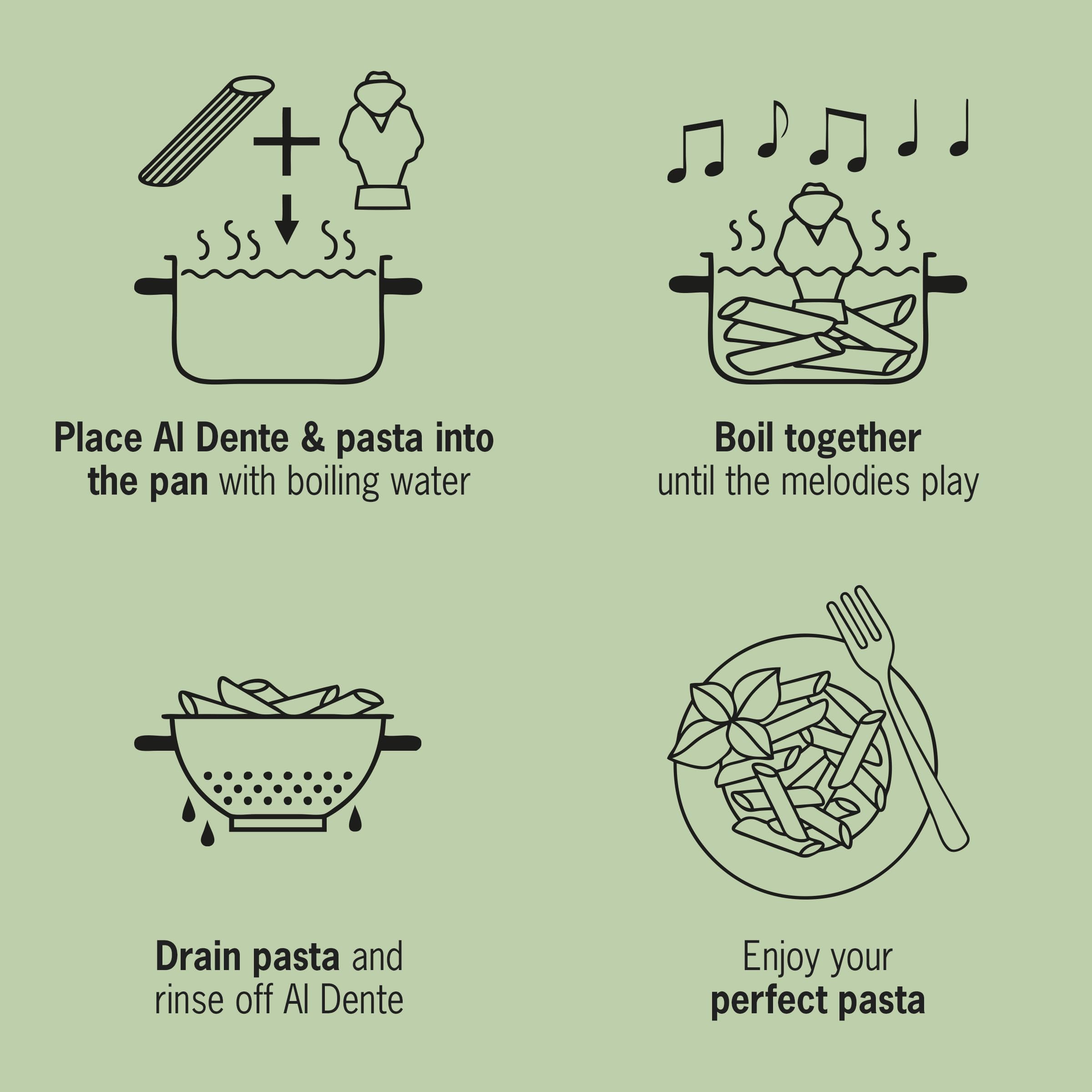 Works with any pasta shape for versatile cooking with Brainstream timer.