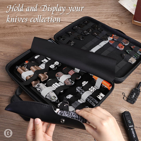 BRANTMAKER knife case with shoulder strap for portable collection.
