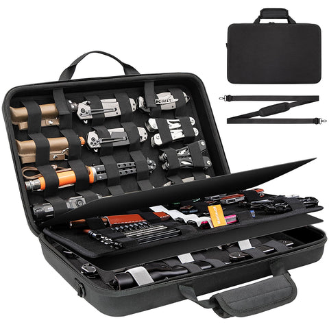 BRANTMAKER knife display case with 101-slot layout for quick access.