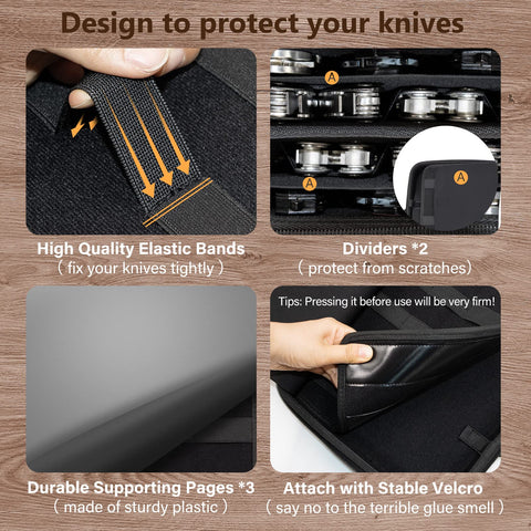 BRANTMAKER rigid foam shell protects blades from scratches.