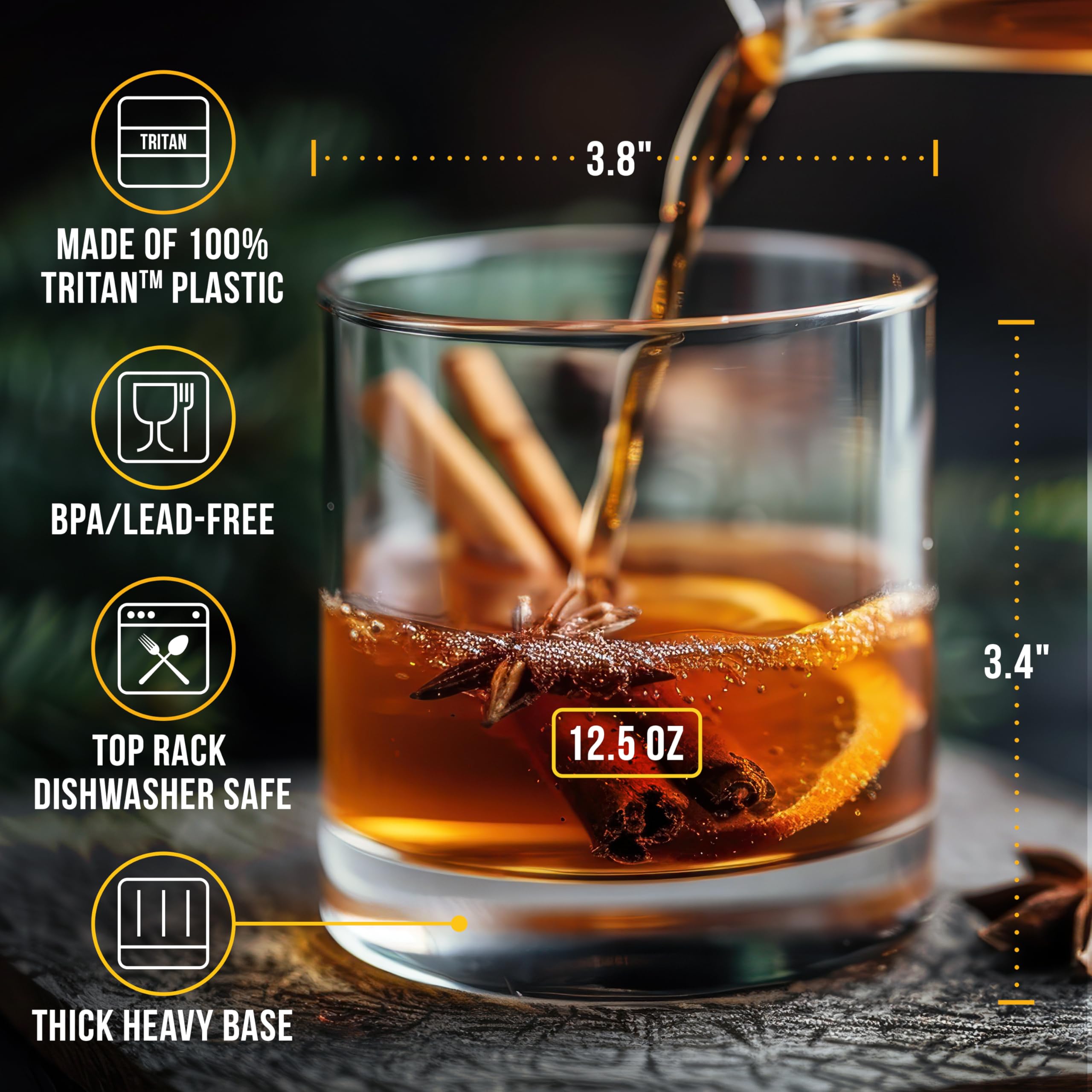 Bravario bourbon-glass clear-tritan combines elegance with safety