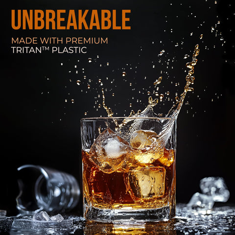 Bravario rocks glass in Tritan is durable and breakage-resistant for cocktails