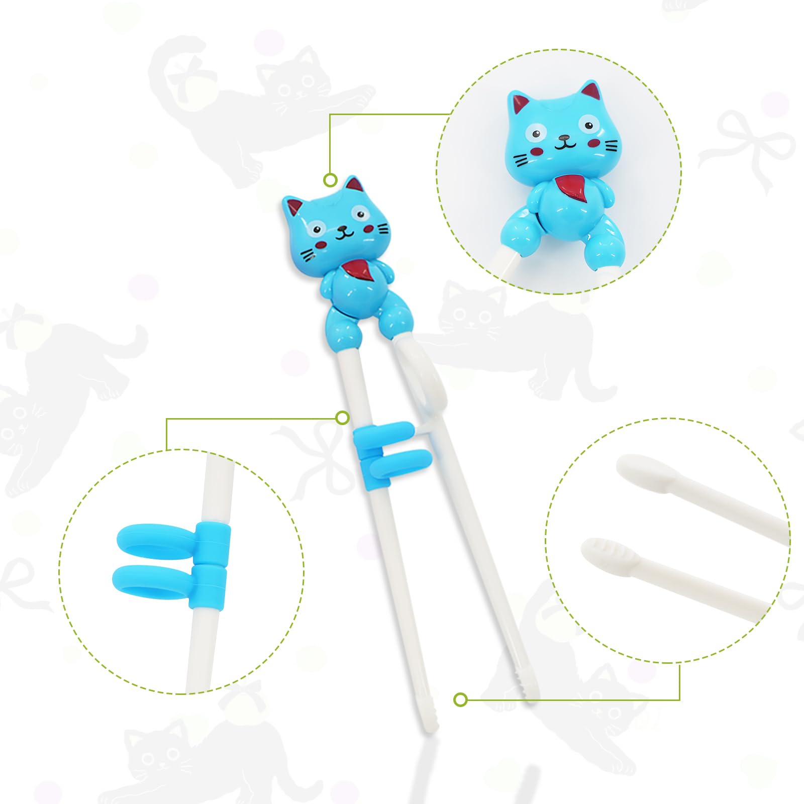 Braxan blue cat style training chopsticks versatile for noodles and rice