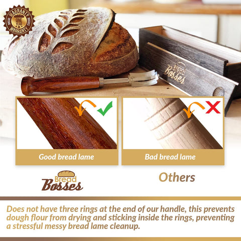 Bread Bosses bread lame in use on dough demonstrates smooth, controlled scoring