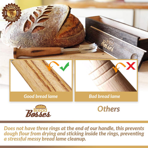 Bread Bosses lame in use scoring sourdough tops elegantly