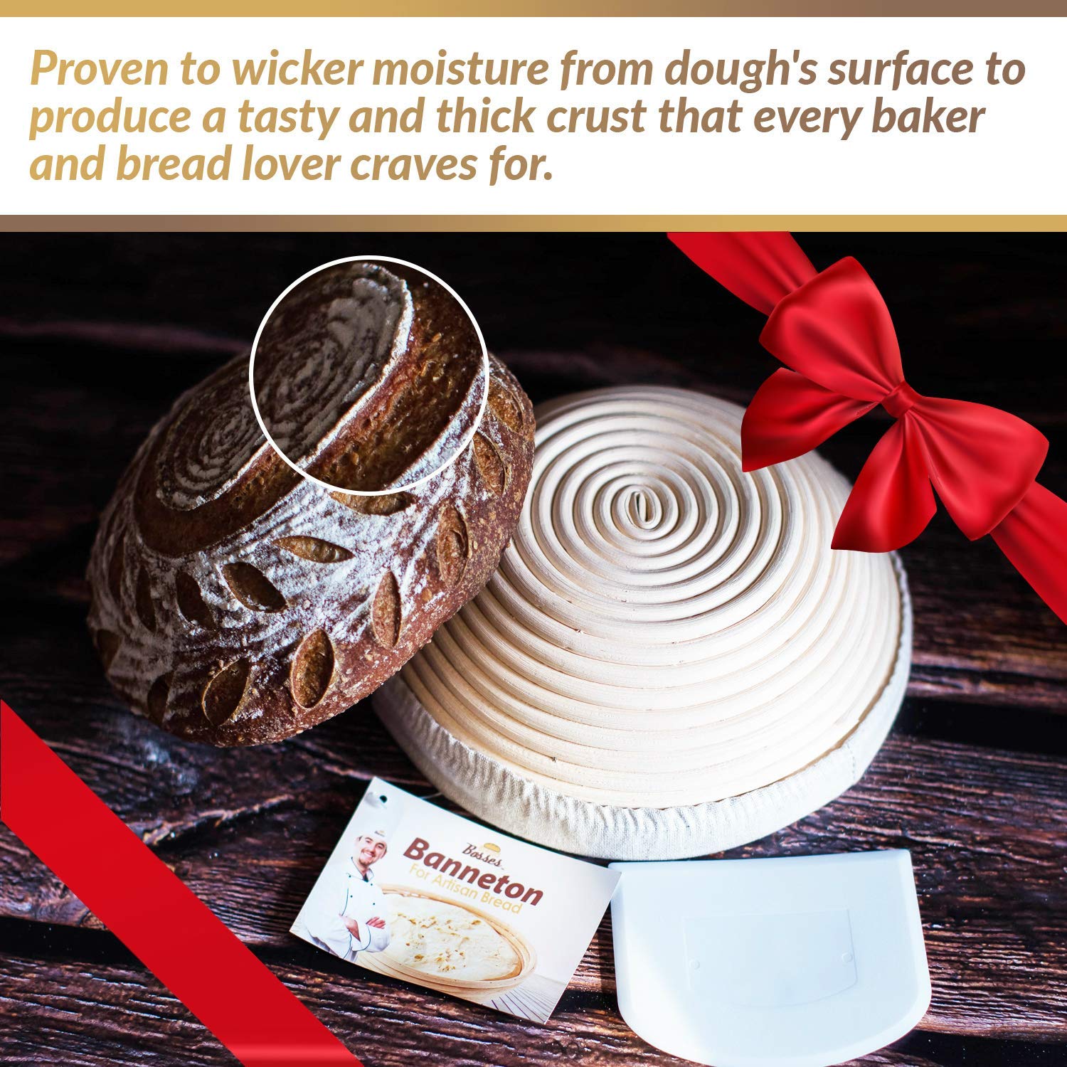 Bread Bosses proofing cloth liner keeps dough surface clean and uniform