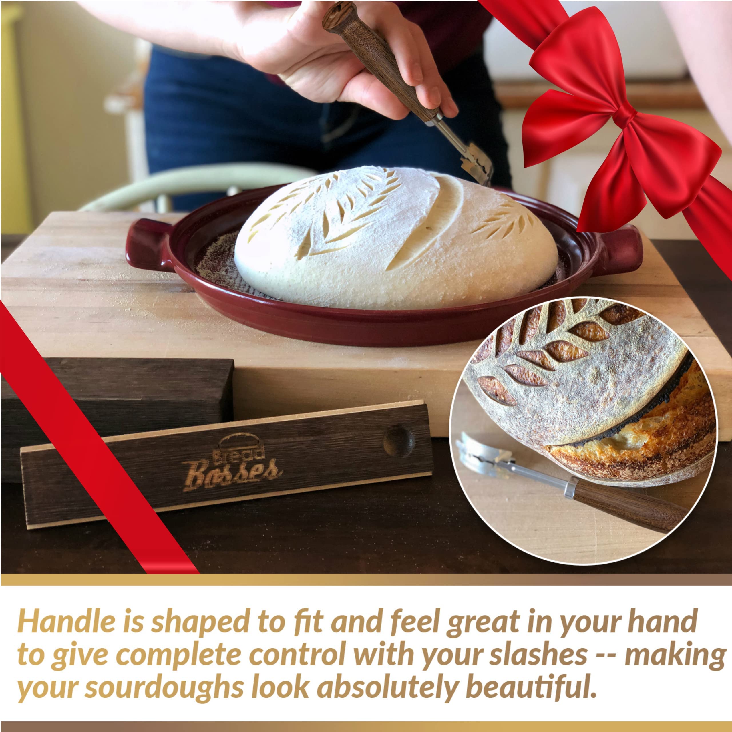 Bread Bosses wooden storage box keeps blades organized and safe