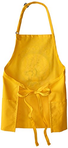 Breaking Bad Los Pollos Hermanos apron in yellow, back view, protects clothing during grilling.